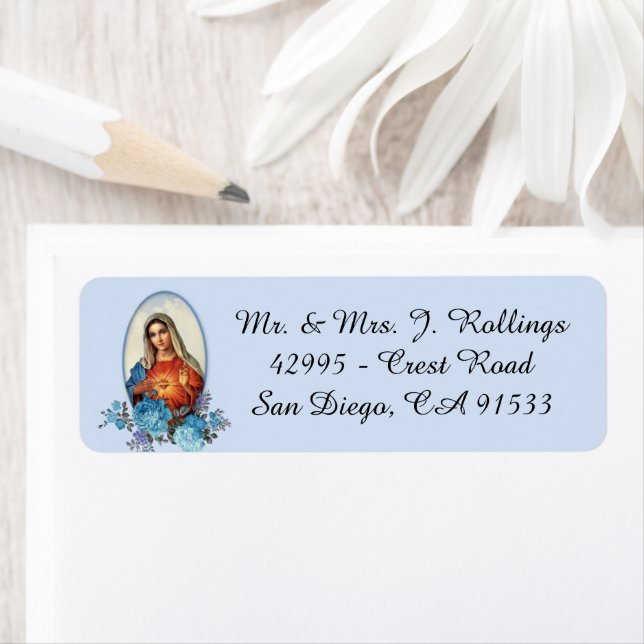 Blessed Virgin Mary  Praying Religious Return Address Label (Insitu)