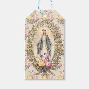 Blessed Virgin Mary Religious Catholic Roses Gift Tags