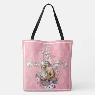 Blessed Virgin Mary Religious Jesus Cross Tote Bag