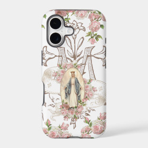 Blessed Virgin Mary Religious Vintage Pink Roses