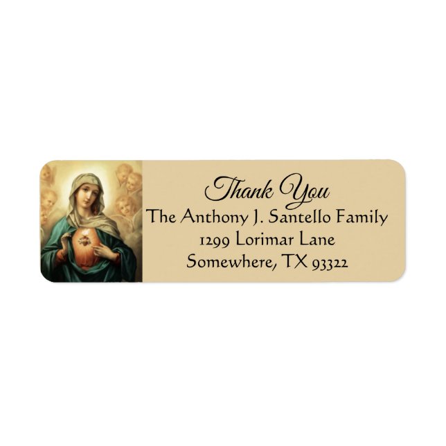 Blessed Virgin Mary ReligiousThank You Return Address Label (Front)