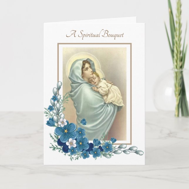 Blessed Virgin Mary Spiritual Bouquet Prayers Card (Front)
