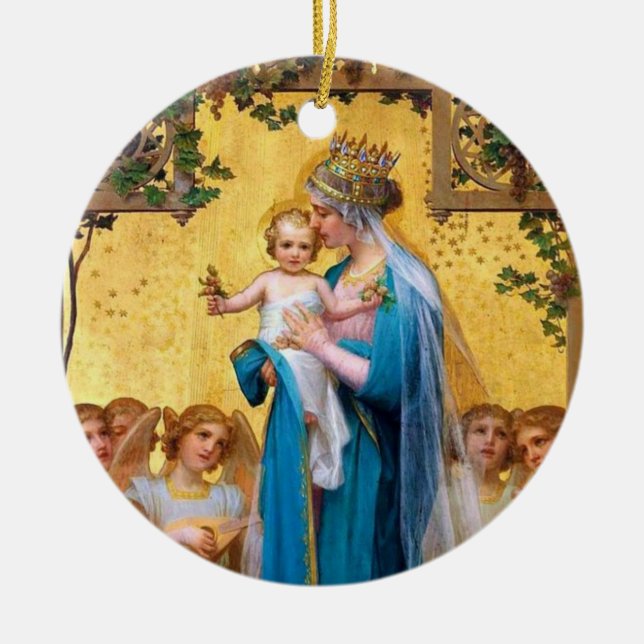Blessed Virgin Mary, St. Therese the Little Flower Ceramic Tree Decoration (Front)