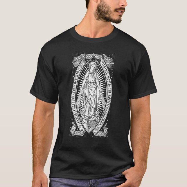 Blessed Virgin Mary Vintage Catholic Maria T-Shirt (Front)