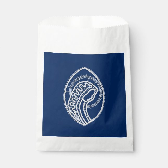 Blessed Virgin Mary, white lace, navy blue Favour Bag (Front)