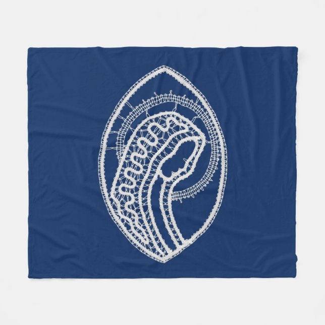 Blessed Virgin Mary, white lace, navy blue Fleece Blanket (Front (Horizontal))