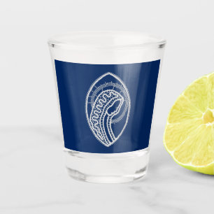 Blessed Virgin Mary, white lace, navy blue Shot Glass