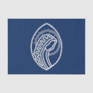 Blessed Virgin Mary, white lace, navy blue Tissue Paper
