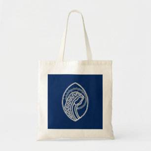 Blessed Virgin Mary, white lace, navy blue Tote Bag