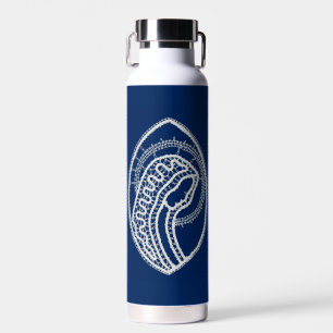 Blessed Virgin Mary, white lace, navy blue Water Bottle