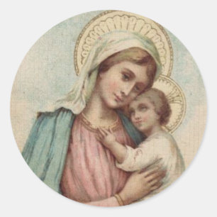 Blessed Virgin Mary with Baby Jesus Classic Round Sticker