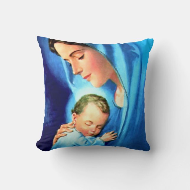 Blessed Virgin Mary with Baby Jesus Cushion (Front)