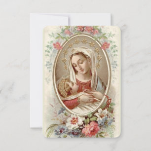 Blessed Virgin Mary with Baby Jesus & Flowers