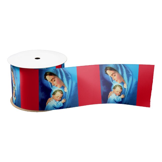 Blessed Virgin Mary with Baby Jesus Satin Ribbon (Spool)