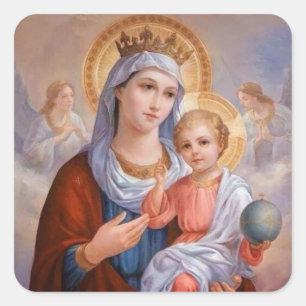 Blessed Virgin Mary with Baby Jesus Square Sticker