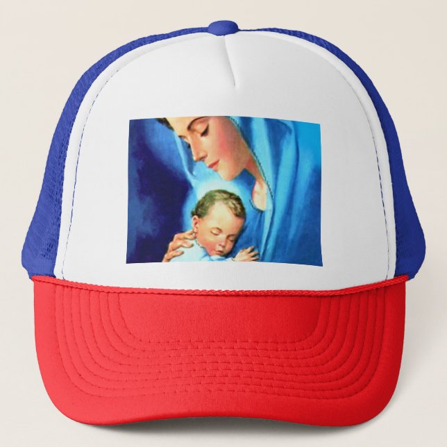 Blessed Virgin Mary with Baby Jesus Trucker Hat (Front)