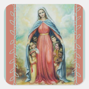 Blessed Virgin Mary with Children Square Sticker