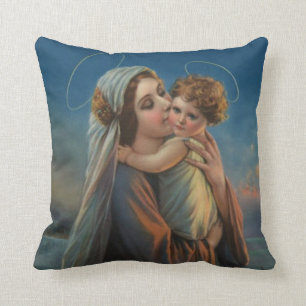 Blessed Virgin Mother Mary Baby Jesus Cushion