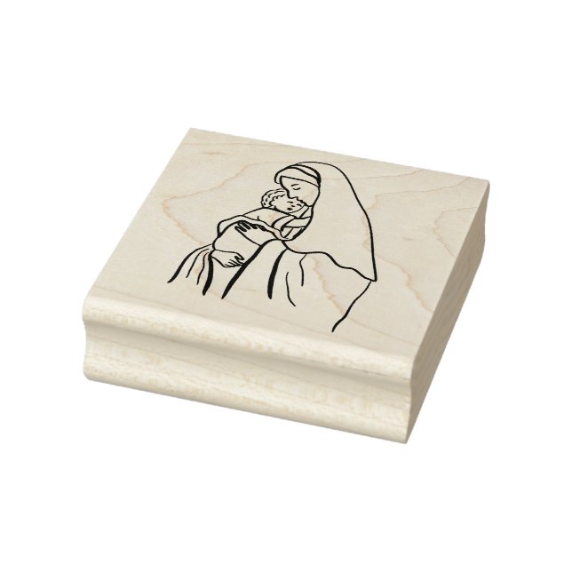 Blessed Virgin Mother Mary holding Baby Jesus Rubber Stamp (Stamp)