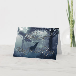 Blessed Winter Solstice Forest Stag Holiday Card
