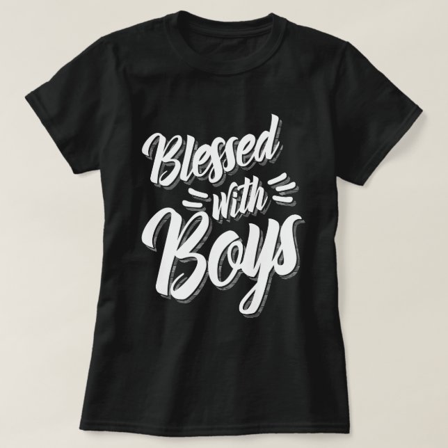 Blessed With Boys Mother's Day Gift T-Shirt (Design Front)