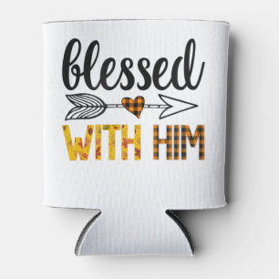 Blessed With Him Women Matching Couples Thanksgivi Can Cooler