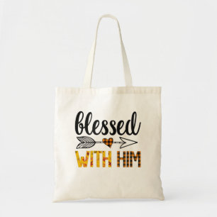 Blessed With Him Women Matching Couples Thanksgivi Tote Bag