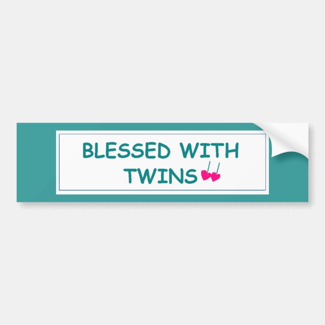 Blessed with Twins Two Hearts Bumper Sticker (Front)