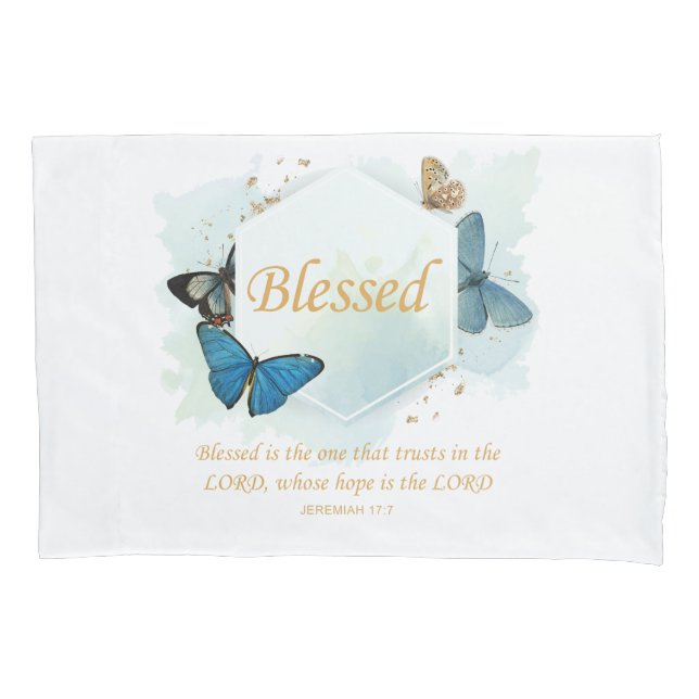 Blessed – Women's Christian Faith Butterfly Verse  Pillowcase (Front)