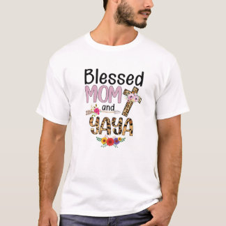Blessed Yaya Leopard Womens Floral Yaya Mothers Da T-Shirt