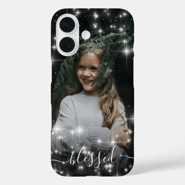 Blessed Your Photo Surrounded by Sparkle Stars Case-Mate iPhone Case (Back)