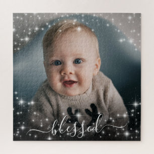 Blessed Your Photo Surrounded by Sparkle Stars Jigsaw Puzzle