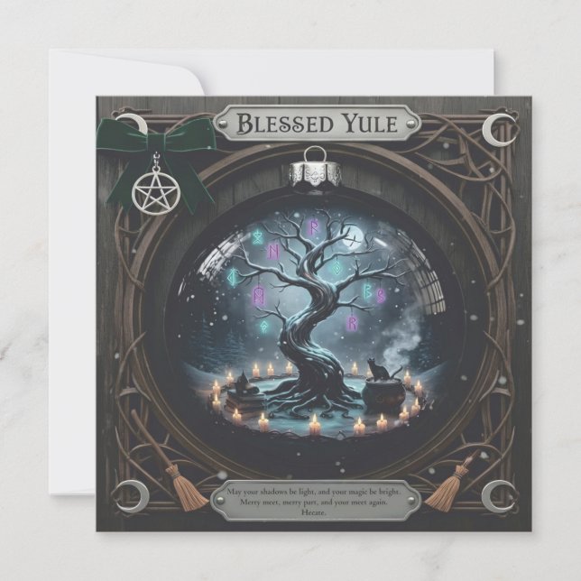 Blessed Yule Card – Pagan Winter Solstice Greeting (Front)