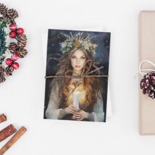 Blessed Yule Winter Solstice High Priestess 3 Holiday Card