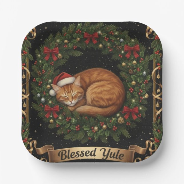 BlessedYuleCat Paper Plate (Front)