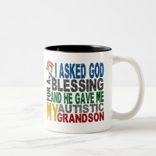 Blessing 5 GRANDSON Autism T-Shirts & Apparel Two-Tone Coffee Mug