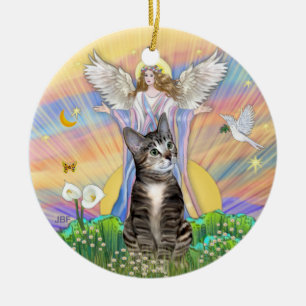 Blessing - BrownTabby Cat 2 Ceramic Tree Decoration