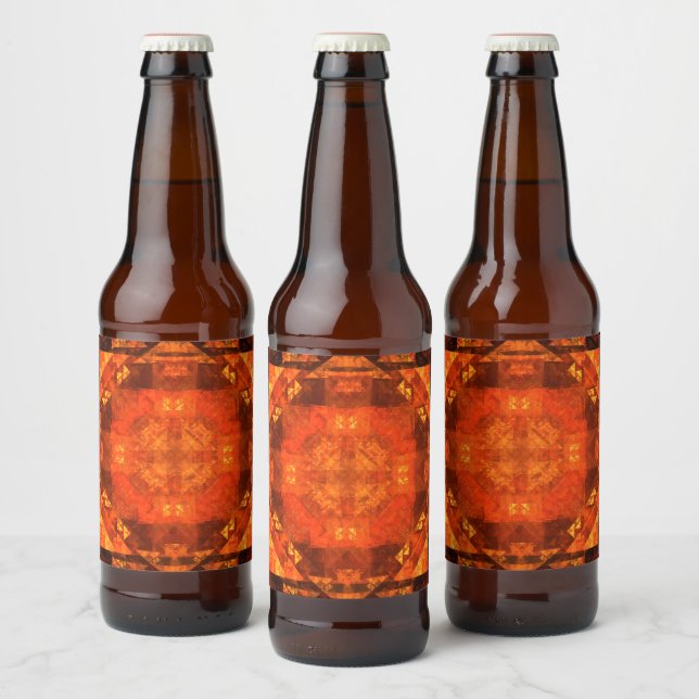 Blessing Fire Mandala Abstract Art Design Beer Bottle Label (Bottles)