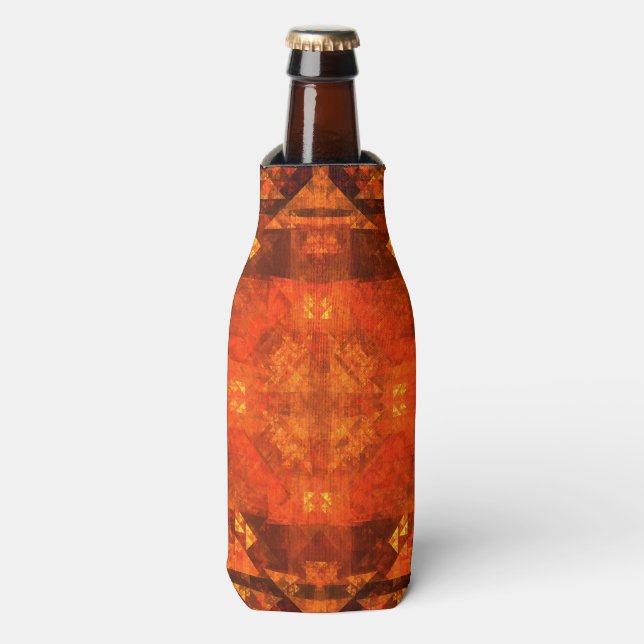Blessing Fire Mandala Abstract Art Design Bottle Cooler (Bottle Front)