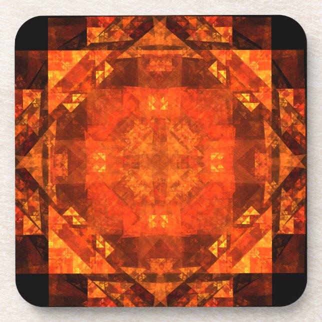 Blessing Fire Mandala Abstract Art Design Coaster (Front)