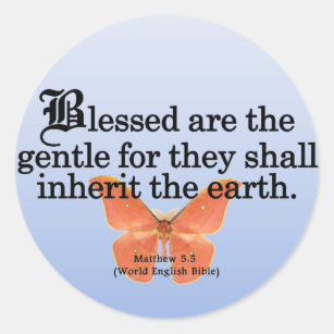 Blessing for Gentleness Matthew 5:5 Classic Round Sticker