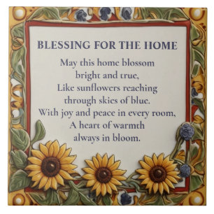 Blessing for the Home Sunflower themed sign plaque Ceramic Tile
