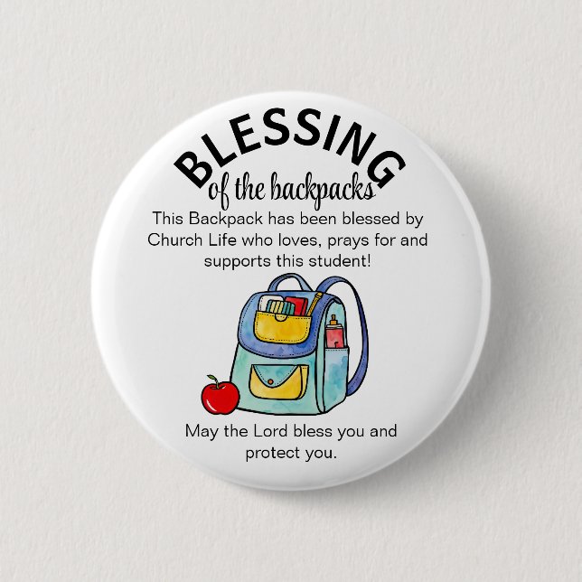 Blessing of the backpacks  6 cm round badge (Front)