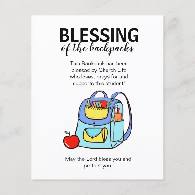 Blessing of the backpacks community outreach flyer (Front)