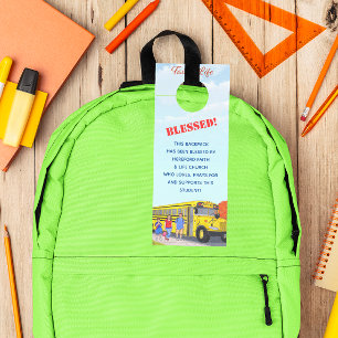 Blessing of the Backpacks School Bus Church Tag Door Hanger