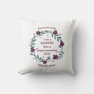 BLESSING PRAYER ANSWERING GOD Floral Wreath Cushion