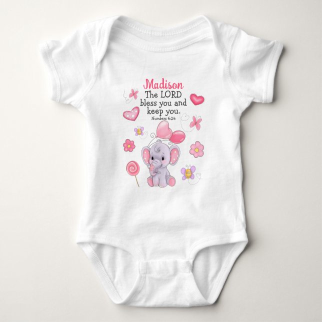 Blessing Scripture Baby Girl Bodysuit Custom Name (Front)