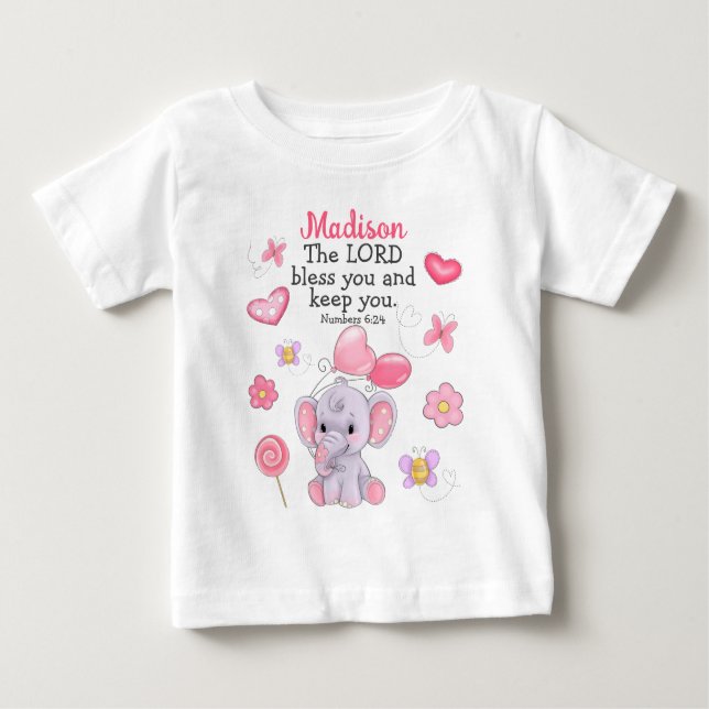 Blessing Scripture Cute Girl Custom Name Shirt Top (Front)