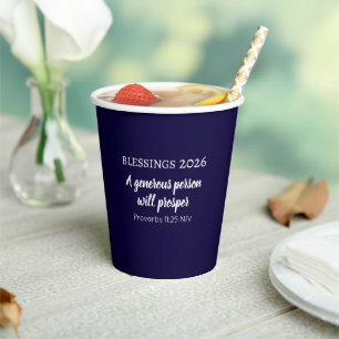 Blessings 2026 Prosperity Bible Verse Dark Blue Paper Cups
