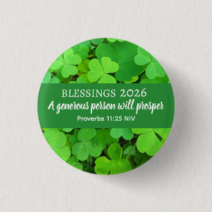 Blessings 2026 Prosperity Bible Verse Green 3 Cm Round Badge